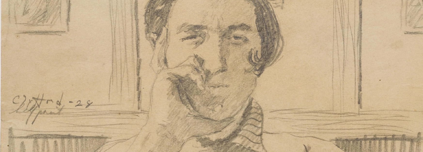 Self-portrait of Clyfford Still at age 23, graphite on paper