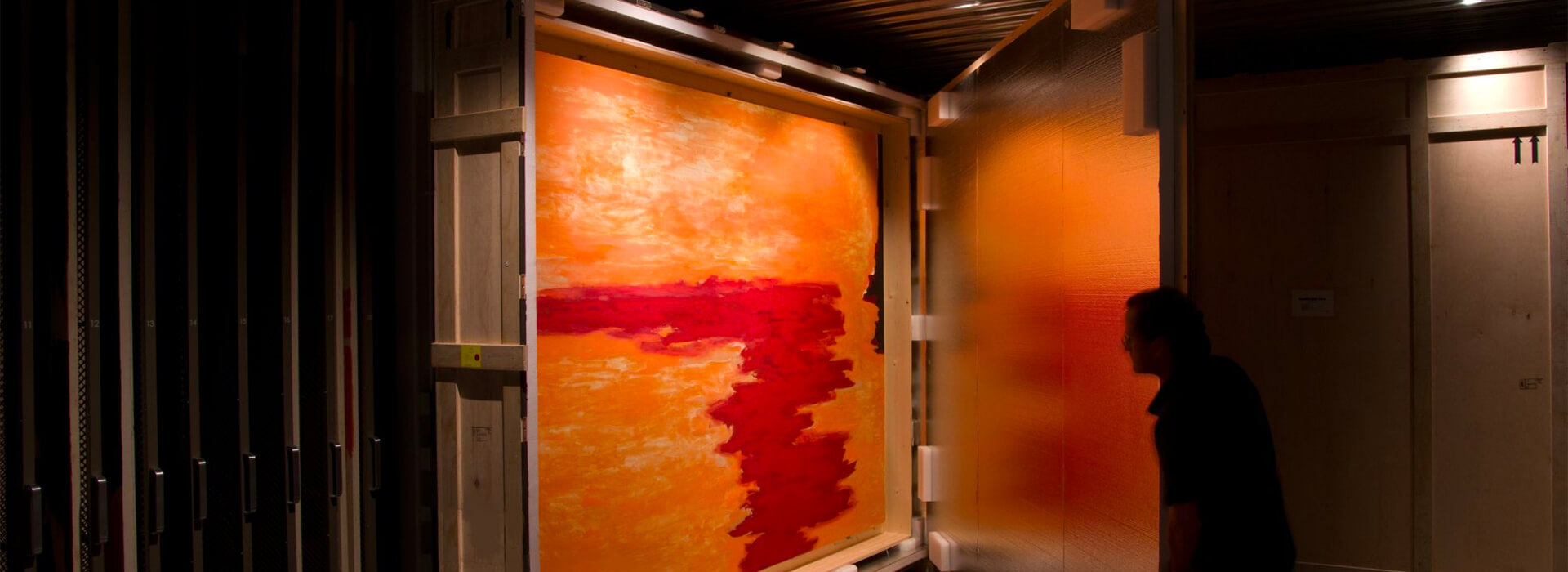 Painting storage image at the Clyfford Still Museum
