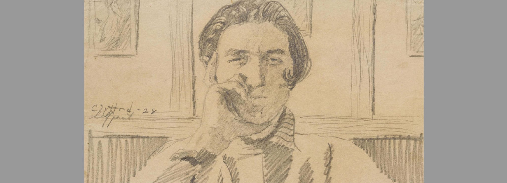 Graphite on paper self-portrait of Clyfford Still in 1928