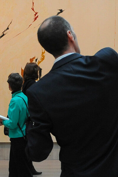 Clyfford Still Museum director Dean Sobel takes members of the media on a tour of the Museum
