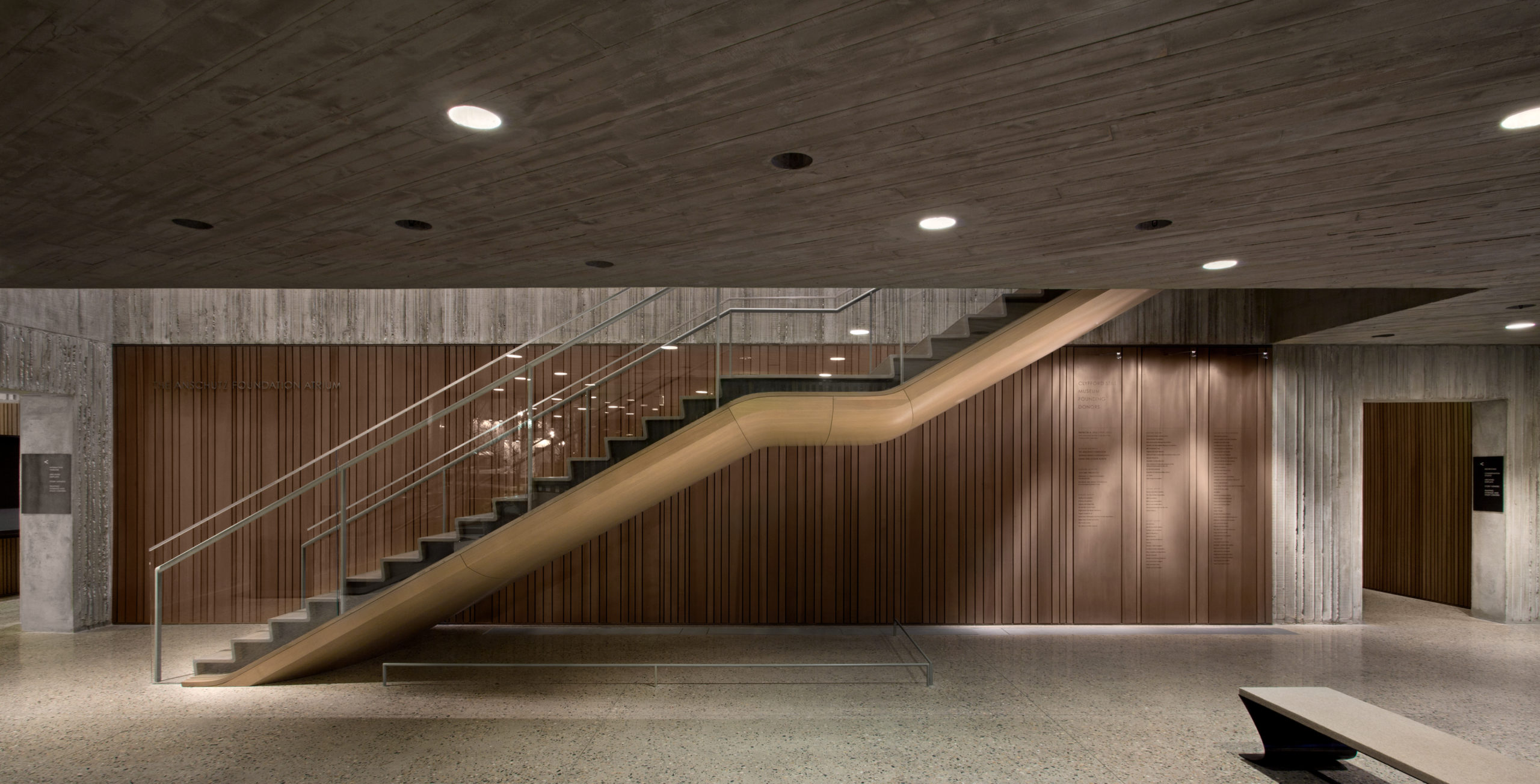 Staircase in the lobby of the Clyfford Still Museum
