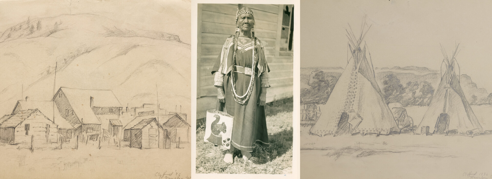Portrait of a woman in traditional Native American dress, circa 1925 July 9. Photo by Clyfford Still. Courtesy the Clyfford Still Archives. © City and County of Denver / ARS, NY