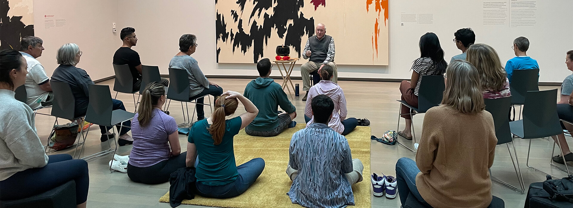 People meditate in a Clyfford Still Museum gallery