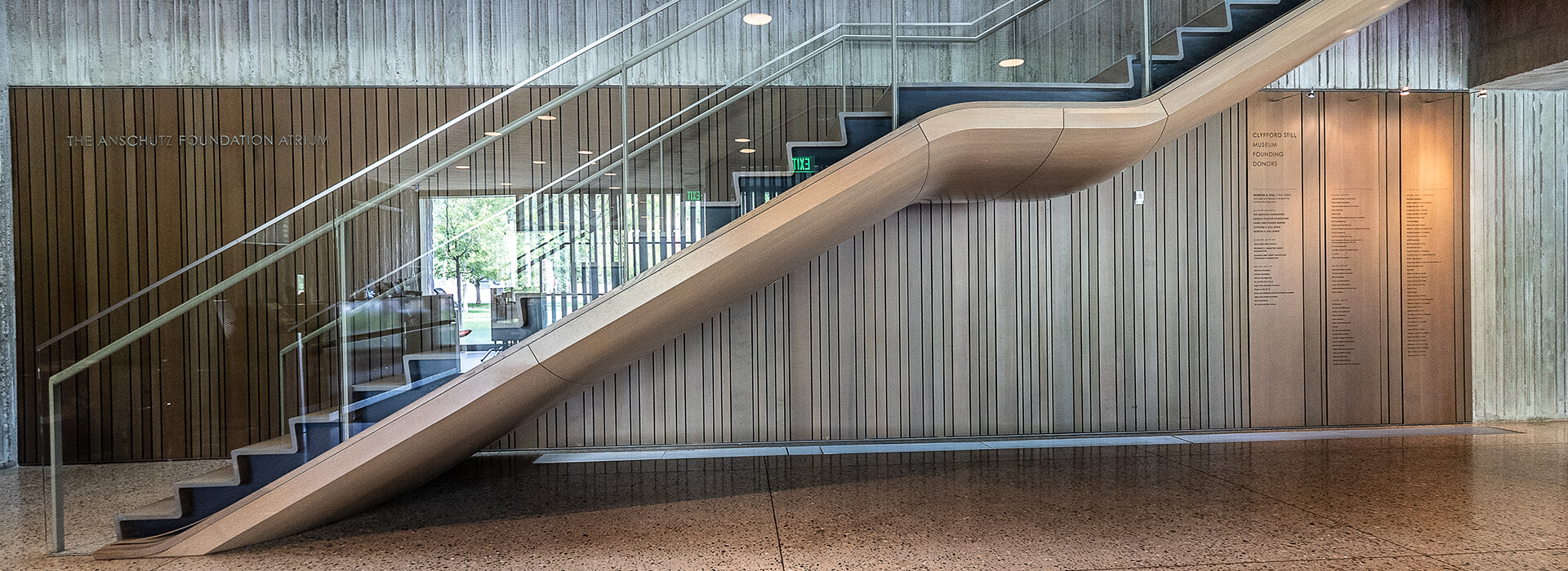Side profile of the main staircase at the Clyfford Still Museum