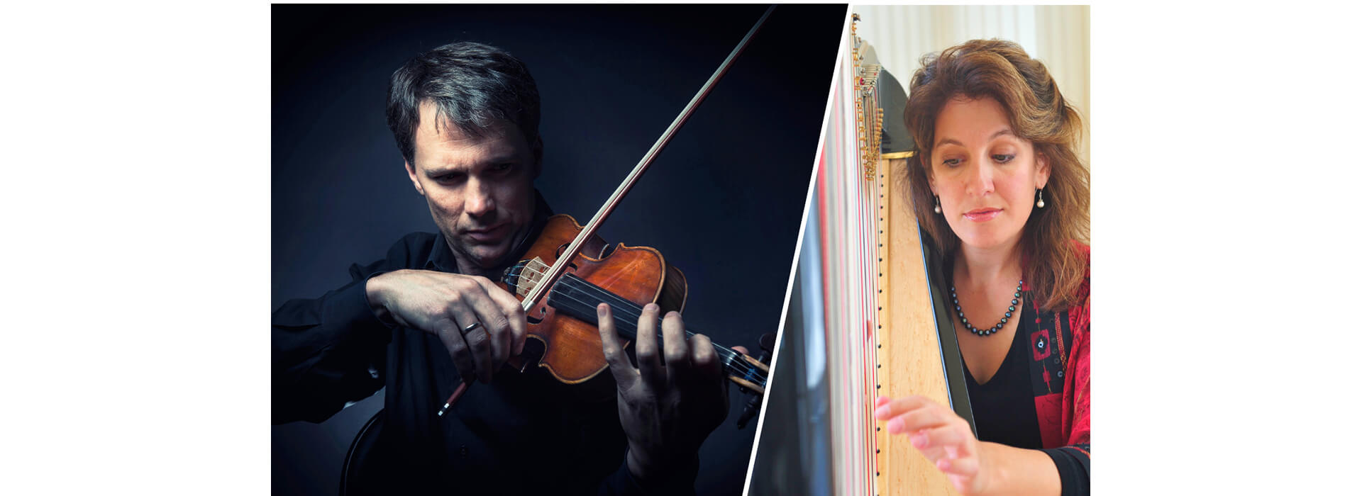 Erik Peterson, violin, and Rachel Ellins, harp
