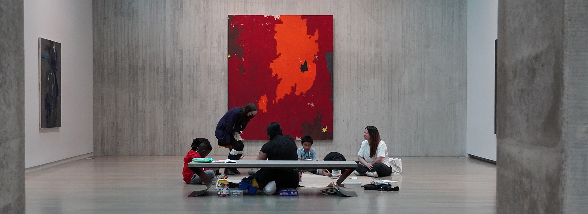 A class sits on the floor of the Clyfford Still Museum