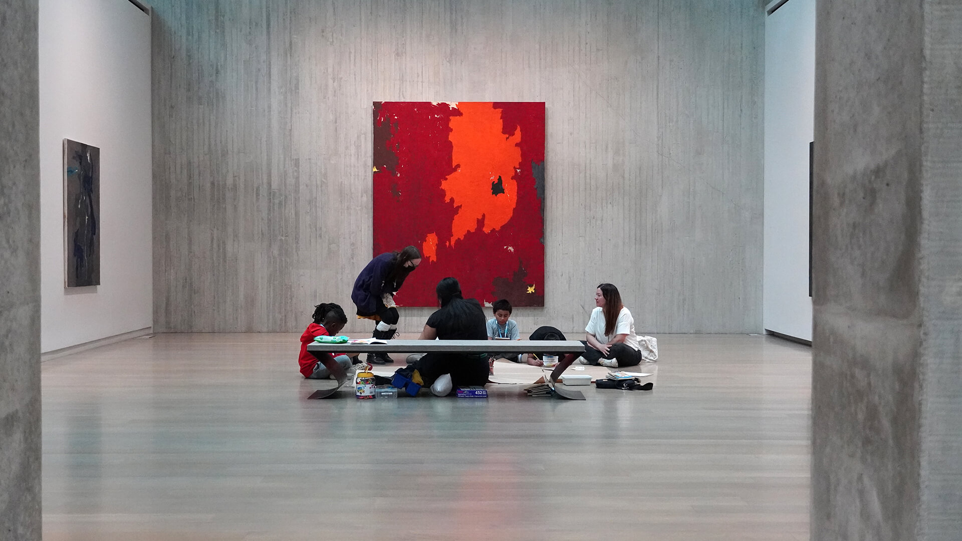 A class sits on the floor of the Clyfford Still Museum