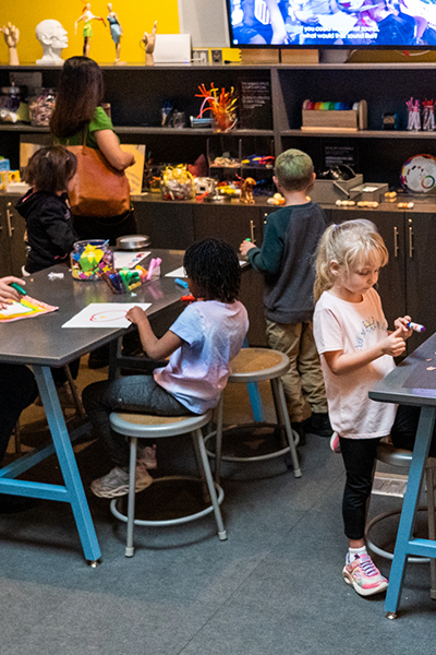 Children make art in The Making Space