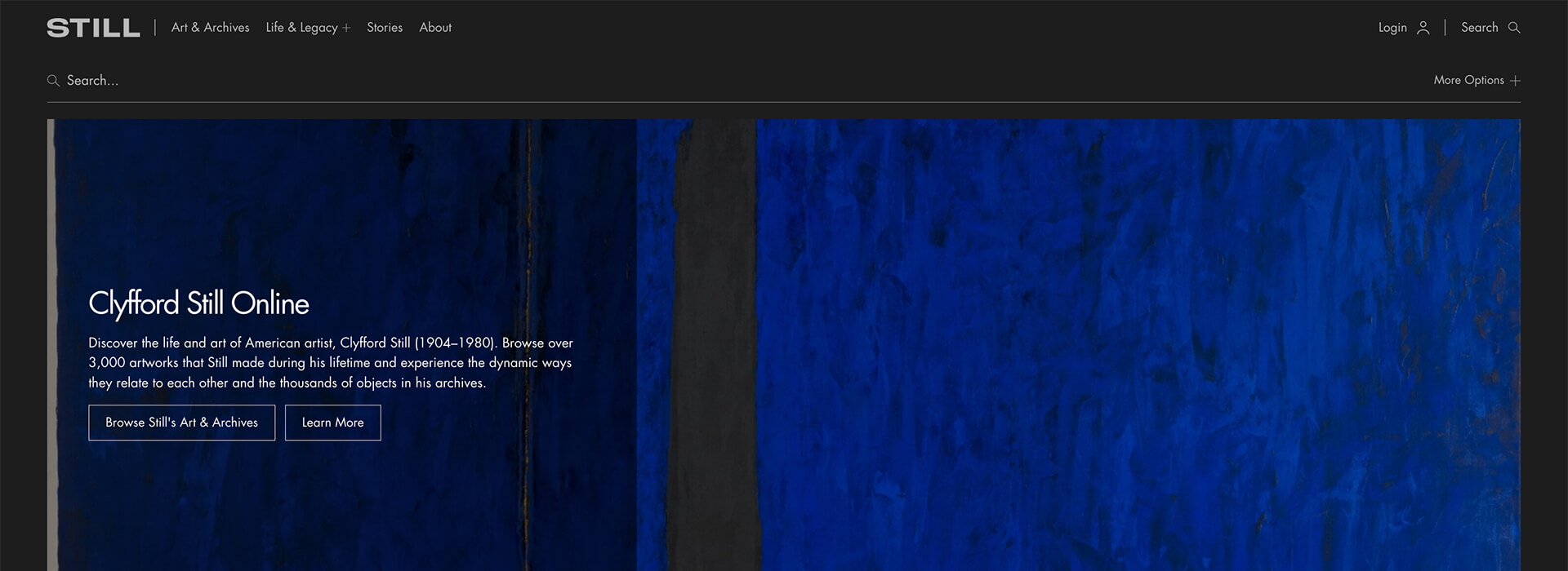 Screen image of Clyfford Still Online
