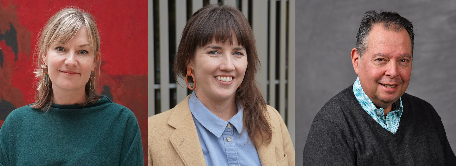 Three headshots of people