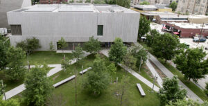 Aerial view of the Clyfford Still Museum and 1247 Bannock St. property across the street