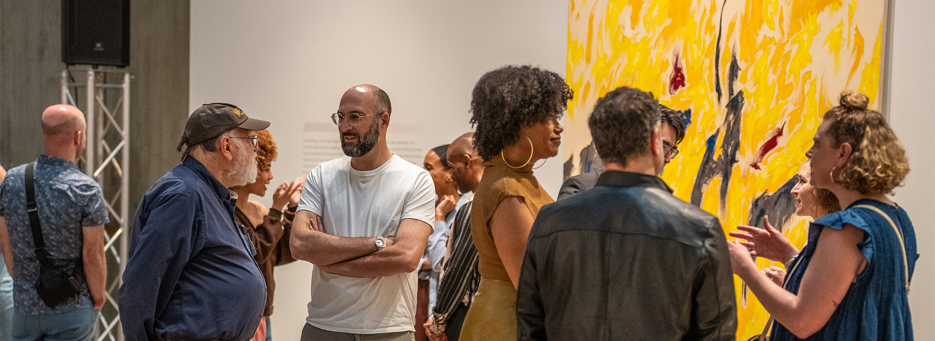 People talking in the galleries